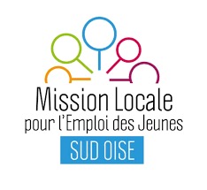 Logo Mission Locale pour l'emploi des jeunes — Sud Oise, pictogrammes colorés.