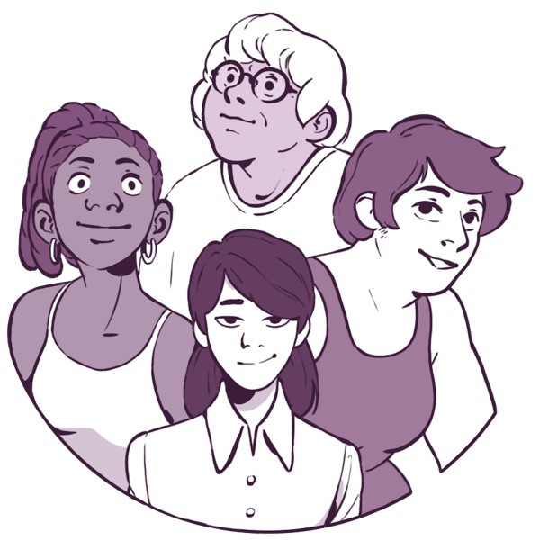 Illustration OUTRANS, groupe de personnes diverses en aplats violets.